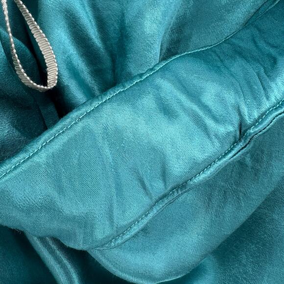 ENZA COSTA Strapless Satin Bias Dress Womens Medium Teal Aqua Blue Maxi Pull On - Picture 13 of 13
